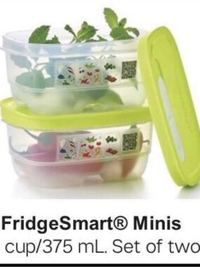 Tupperware FridgeSmart Minis Food Storage Containers - Lime Green